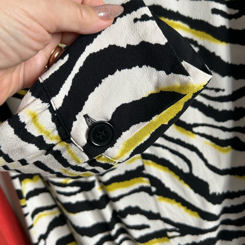 Alythea Zebra Print Blouse - Black, White, Yellow - Picture 3 of 7